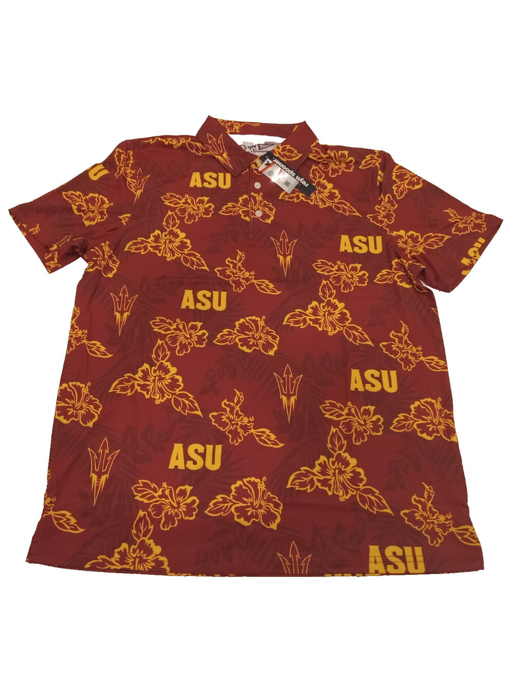 Reyn Spooner Arizona State Sun Devils Polo Mens Medium Maroon Floral ASU NWT M